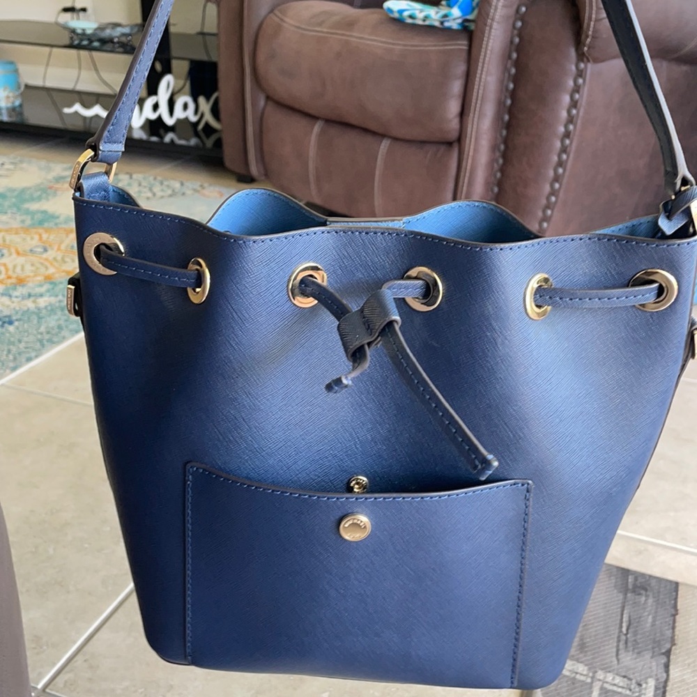 Navy blue bucket purse